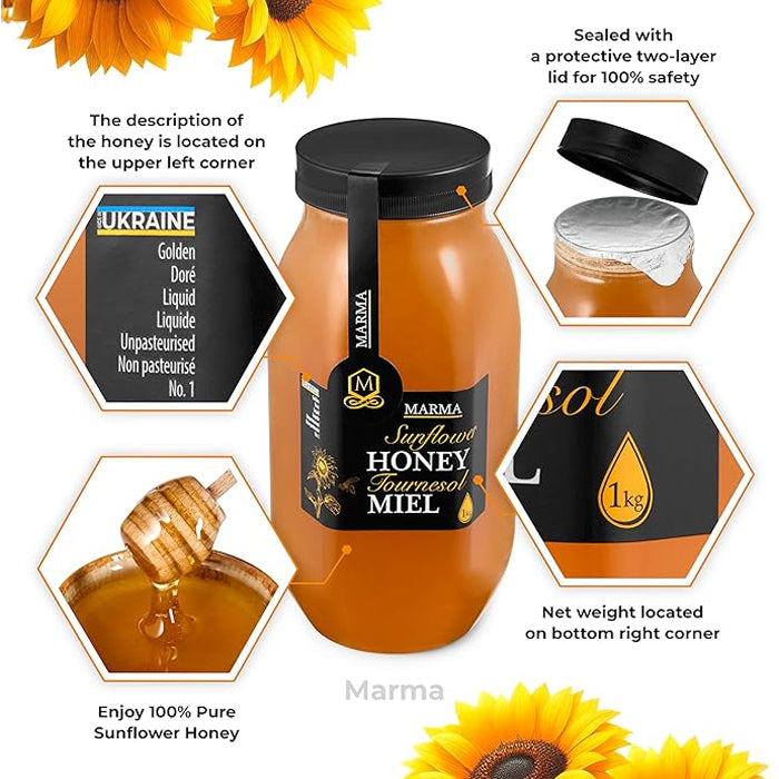 Pure Ukrainian Sunflower Honey 1kg