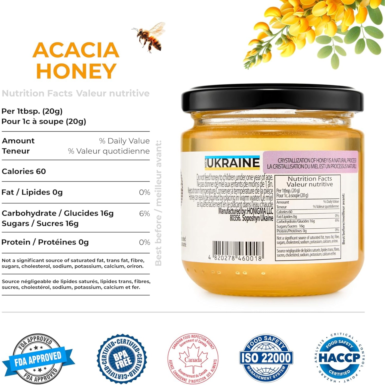 Pure Ukrainian Acacia Honey 250g