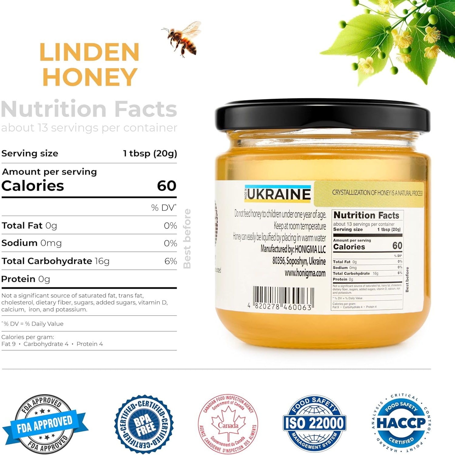 Pure Ukrainian Linden Honey 250g