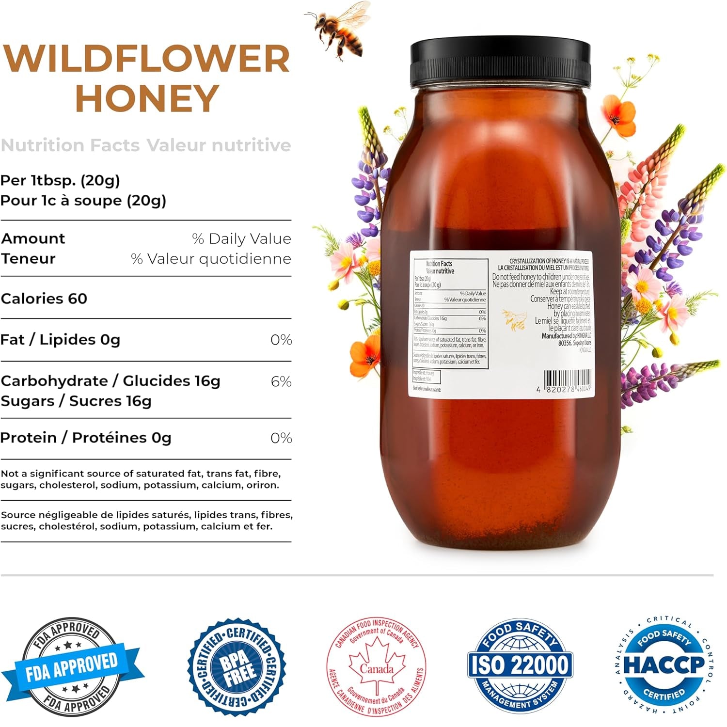 Pure Ukrainian Wildflower Honey 1kg